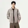 Jaqueta de Couro Maillard Outono Inverno Masculina Tendência Toque de Luxo Gola Jaqueta Retro Americana Ladrão Bonito Jaqueta Masculina Marrom