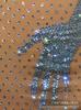 Vestido Corto Brillante de Pedrería para Mujer Sexy Sin Mangas Malla Transparente Fiesta Celebración Cumpleaños Vestido Traje de Baile de Rendimiento