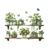 Pegatinas de pared autoadhesivas de plantas en maceta estilo pastoral fresco plantas verdes diseño de pared de fondo del hogar pegatinas decorativas BR0602H