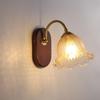 Lámpara de noche nórdica sencilla para dormitorio, estilo americano, retro, para sala de estar, pasillo, pared, estilo japonés, de madera maciza y vidrio.