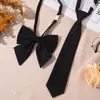 Corbata JK Cuadros Rojos Decoración de Graduación para Mujer Estilo Estudiante Universitario Pajarita sin Nudo Camisa Estilo Japonés