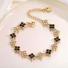 Pulseira Flor de Aço Inoxidável com Pétalas de Flor Coloridas Incrustadas com Zircônia Colorida - Joias para Venda no Atacado