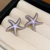 Pendientes de Estrella de Mar con Goteo de Aceite de Aguja de Plata Estilo Resort Costero, Simples y de Moda, Pendientes Elegantes con un Toque de Lujo Ligero y de Alta Gama, Venta al por Mayor