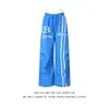 Pantalones Casuales de Calle Unisex Versátiles Estilo Perezoso Pierna Ancha Estampado de Letras Cintura Doble Estilo Americano Harajuku Tendencia