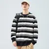 Moletom de Peso Pesado Listrado Masculino Manga Longa Primavera e Outono 2026 Nova Marca Tendência Top Solto Roupas