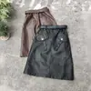 Rantuo Meninas Outono 2026 Nova Moda Infantil Saia Midi de Couro PU Crianças Médias e Grandes Item da Moda Estilo Outono Transfronteiriço