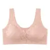Ropa Interior Fina de Encaje Sin Costuras para Mujeres de Mediana Edad y Mayores, Sujetador para Madres con Broche Frontal, Delgado, Sin Aros para Mujeres