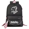 Mochila escolar USB de dibujos animados transfronteriza de cola de hadas para jóvenes de primaria y secundaria, mochila casual con cinta para hombres y mujeres