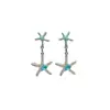 Brincos de Estrela-do-Mar com Zircônia Azul, Novos Brincos de Luxo Femininos, Brincos Sem Furo Estilo Resort à Beira-Mar