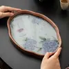 Fabricante Begonia Hortensia Bandeja Pequeña Bandeja de Bambú para Té Mesa de Té Juego de Té Antigua Bandeja de Burbujas Secas Bandeja de Almacenamiento para Macetas
