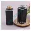 Botella cuadrada de PET de 200 ml con tapa de aluminio negra para medicina líquida, cebo para peces, loción, aceite esencial y champú