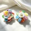 Pinzas para orejas de flor acrílica estilo europeo y americano sin perforar, de moda y exageradas, hechas a mano, pendientes dulces y elegantes
