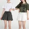 Pantalones Cortos de Algodón y Lino Mori para Mujer Verano 2021 Nuevos Pantalones Triple Base con Cordón Cintura Alta Pierna Ancha Ropa Exterior Pantalones Cortos Ajustados Casual