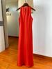 Vestido de lino sin mangas para mujer, falda larga de verano, elegante, entallada, adelgazante, con abertura lateral y tirantes.