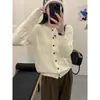 2025 Nuevo Cárdigan de Punto Holgado Casual con Cuello Redondo Moda para Mujer Chaqueta Suéter Gris Ropa Exterior Otoño e Invierno