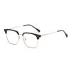 Gafas Metálicas Retro con Línea de Ceja para Hombres Tecnológicos, Lentes de Prescripción Profesionales, Monturas Elegantes, Montura de Gafas de Ceja para Negocios