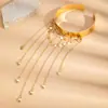 Pulsera de Brazo Europea y Americana de Corazón Ancho Transfronteriza, Pulsera de Brazo de Cadena Única Lisa Dorada con Borla, Cadena de Brazo Abierta Dulce y Romántica al por Mayor