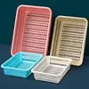 Cesta de cocina grande de 1 kg extra gruesa para verduras, cesta de almacenamiento, cesta rectangular de plástico para artículos varios, cesta para lavar y escurrir verduras