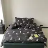 Conjunto de Quatro Peças para Dormir Indiano de Algodão Classe A Algodão Puro Simples Malha Ultra Macia Lençol de Cama Capa de Edredom Amiga da Pele Saia de Cama Roupa de Cama