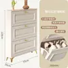 Gabinete para zapatos ultra delgado estilo crema con puerta abatible para entrada del hogar, popular gabinete pequeño para recibidor, zapatero económico que ahorra espacio