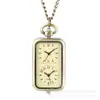 Nuevo Reloj de Bolsillo Pequeño Rectangular Dual-Pantalla Dual-Movimiento de Cuarzo Creativo Personalizado Reloj Decorativo Conmemorativo en Stock para Entrega Inmediata