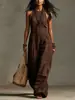Mono de lino de alta calidad, casual, cuello redondo, sin mangas, para mujer, moda europea y americana 2026, colección de verano, con un toque sofisticado y elegante, adecuado para ventas transfronterizas
