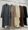 Cardigan Suéter de Alta Qualidade para Mulheres no Outono e Inverno Casaco Tricotado Solto de Comprimento Médio Estilo Solto Preguiçoso Roupão Casaco de Amarrar
