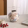 Cerámica Porcelana Azul y Blanca Retro de Lujo Nórdico Jarrón con Grietas de Hielo Recipiente para Arreglos Florales Adorno de Decoración para Sala de Estar Entrada
