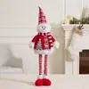 Muñeco de Navidad nuevo con sombrero de felpa de copo de nieve rojo y blanco, adorno de muñeco de nieve, pose de pie, ciervo y oso de Navidad retráctiles