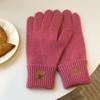 Guantes de punto nuevos de invierno 2023, lindos guantes de lana de oso, guantes cálidos de cinco dedos con pantalla táctil para mujer, venta al por mayor