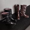 Botas de Mujer de Moda 2026, Estilo Nuevo, de Media Pantorrilla y Alta, con Tacón Medio, Hebilla de Cinturón, Punta Cuadrada y Ajuste Cómodo