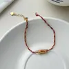 Pulsera de Cuerda Roja con Dijes de Noble 925 Plata de Ley para Mujer, Tejido a Mano Simple Diseño Estilo Chino Nuevo Joyería B6549