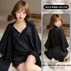 Lencería Sexy de Seda de Mariposa Camisón Romántico de Encaje Vestido de Noche de Satén y Gasa con Tirantes Ropa para el Hogar A1170