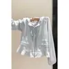 Camisa de cuello Peter Pan para mujer, nuevo top de manga larga con volantes adelgazante para principios de otoño 2026