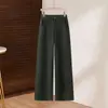 Calças de Lã Femininas Moda Inverno Estilosas Soltas Caídas Wide-Leg Novas 2026 Cintura Alta Emagrecedoras Casuais Retas