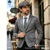 Traje de hombre de gamuza con estampado agrietado estilo europeo y americano, solapa de muesca, de un solo botón, corte ajustado, traje casual, modelo de exportación