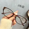 Armações de Óculos Retro Luxuosas Gatinho Cor Chá Escuro com Decoração em Metal, Óculos com Filtro de Luz Azul, Podem Ser Personalizados com Lentes de Grau, Fabricante