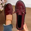Mocasines de Talla Grande Transfronterizos para Mujer 2025 Primavera y Otoño Nuevos Zapatos Mary Jane con Lazo de Charol Zapatos Casuales para Mujer