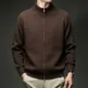 Cardigan de Punto Casual Simple Japonés Color Sólido Cuello Alto Otoño Nueva Llegada Cremallera Doble Holgado Versátil Suéter