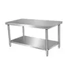 Bancada de Trabalho de Aço Inoxidável 304 de Camada Dupla Extra Grossa Tábua de Corte Mesa de Corte de Vegetais de Cozinha Mesa de Camada Única Fogão de 3 Tanques de Gás