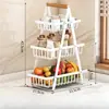 Cesta de Frutas de Bancada de 2/3 Camadas, Cesta Tigela de Frutas Portátil Organizador de Cozinha Armazenamento e Sala de Jantar Frutas Vegetais Lanches