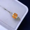 Anel Fanta Natural Lapidado com Alta Clareza e Brilho Brilhante, Pedra Principal 6*8mm, Fabricado com Prata de Lei 925