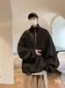 Sudadera con cuello alto tipo gofre y media cremallera para hombre, diseño de nicho de Instagram, cremallera metálica, suéter holgado, chaqueta de otoño