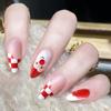 Comercio Exterior Navidad Larga Almendra Armadura San-Yen Patrón Joker Blanco Ins Estilo Europeo y Americano Piezas de Uñas 24 Piezas