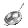 Wok de Acero con Patrón de Martillo de Tres Capas, Olla de Cocina de Acero Inoxidable 304, Sin Recubrimiento, Apto para Cocina de Inducción y Estufa de Gas, Sartén Antiadherente