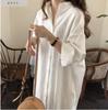 Vestido camisero Mujer 2 023 primavera Corea estilo perezoso Blanco Camisa chic largo rodilla moda falda camisa