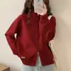 Chaqueta de punto con cuello alto 2026 para mujer, estilo otoño e invierno, doble cremallera estilo coreano, engrosada, cárdigan de punto estilo relajado, top elegante
