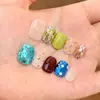 Berry Lime Dopamina Brilho Colorido Atmosfera Flor Curta Fofa Unhas Vestíveis Feitas à Mão