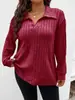 Top de Manga Larga para Mujer Talla Grande Color Sólido Suelto con Cuello en V, Camiseta de Punto Cepillado Costillado, Nuevo de Otoño e Invierno 2025 de Amazon
