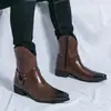 Zapatos de Hombre Transfronterizos Estilo Nuevo Botas Vaqueras Occidentales Zapatos de Caña Alta Hombres Comercio Exterior Puntiagudos Casuales Botas de Cuero Hombres Botas Martin Europeas y Americanas Hombres
